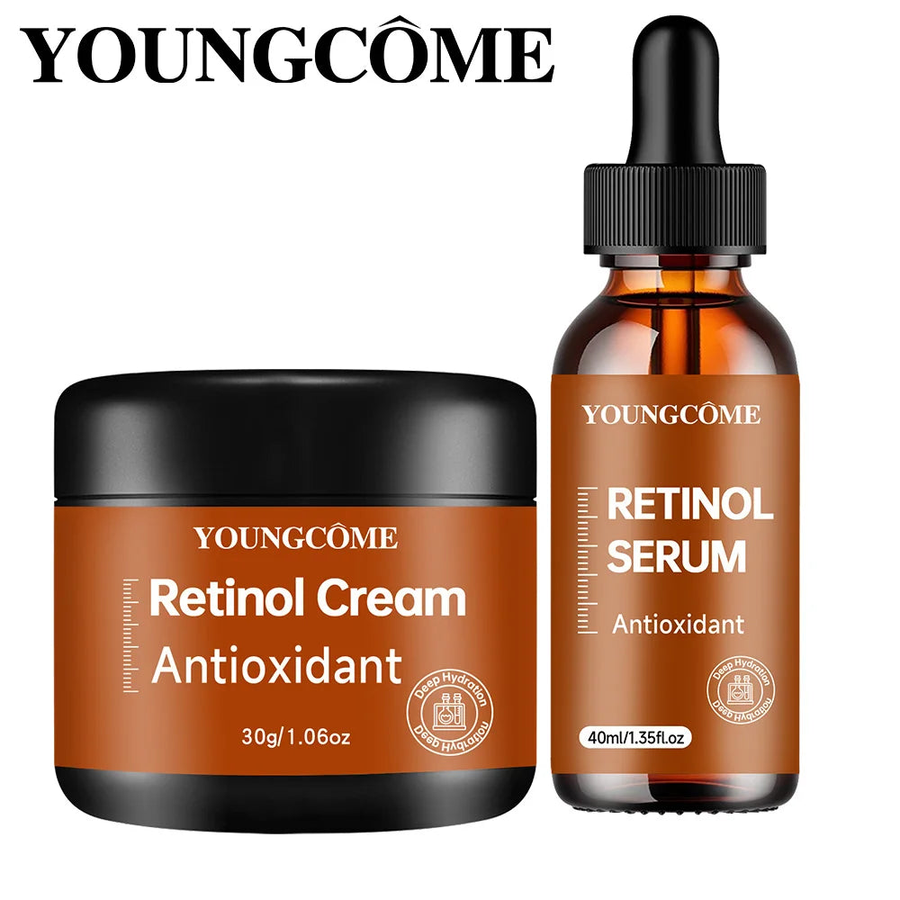 Retinol Krem & Serum Seti – Yaşlanma Karşıtı Yüz Bakım Kiti, Kırışıklık Onarımı, Nemlendirici ve Aydınlatıcı