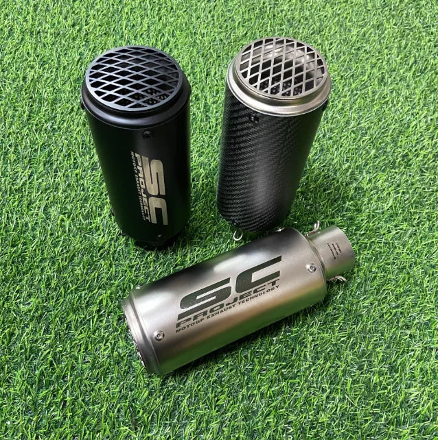 STLF Motorcycle Modified Exhaust Pipe SC Cylindrical Exhaust Pipe for ZX4R  CF450SR 250SR Ninja 400  Z900 DUKE390 R6 R1 R3
