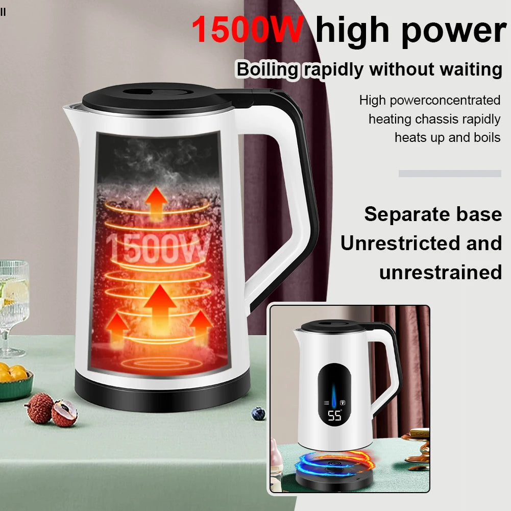 2,2L Edelstahl Wasserkocher – Digitalanzeige, Abschaltautomatik, 1500W Schnellkochfunktion, für Tee und Kaffee