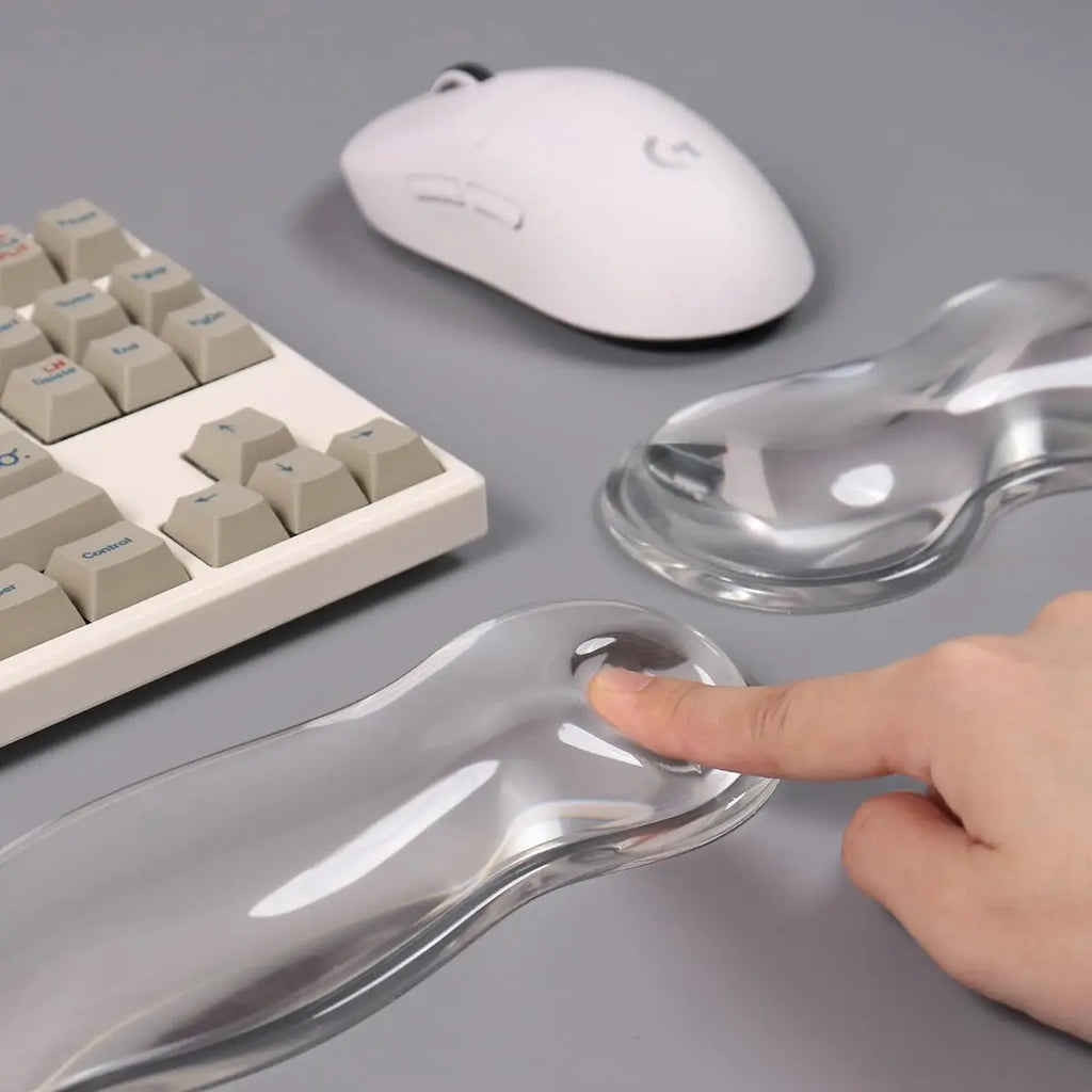 Bilek Destekli Mouse Pad - Kaydırmaz Silikon Şeffaf Klavye Bilekliği Masaüstü Ofis Oyun