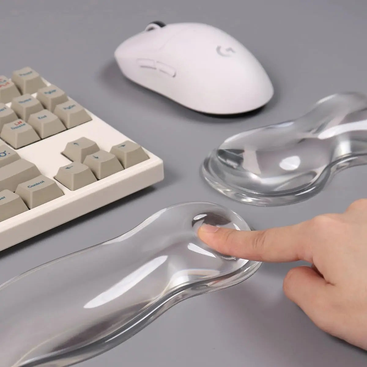Mauspad mit Handgelenkstütze – Rutschfestes Silikon durchsichtiges Tastatur-Handgelenkpad für Schreibtisch, Büro, Gaming
