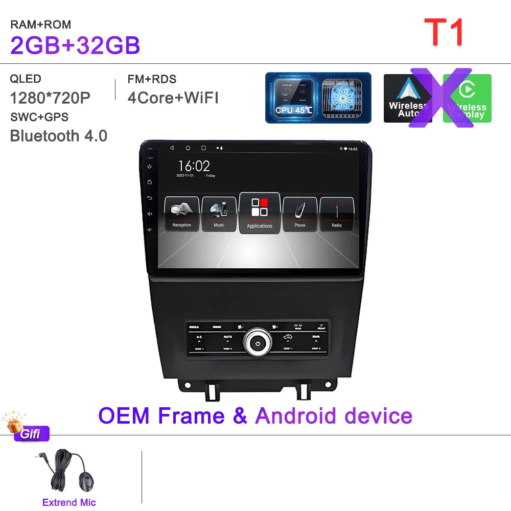 Car GPS Android 16 Auto Radio For Ford Mustang V S-197 2009 2010 2011 2012 - 2014  Stereo Head Unit No 2din DVD QLED Screen Dash
