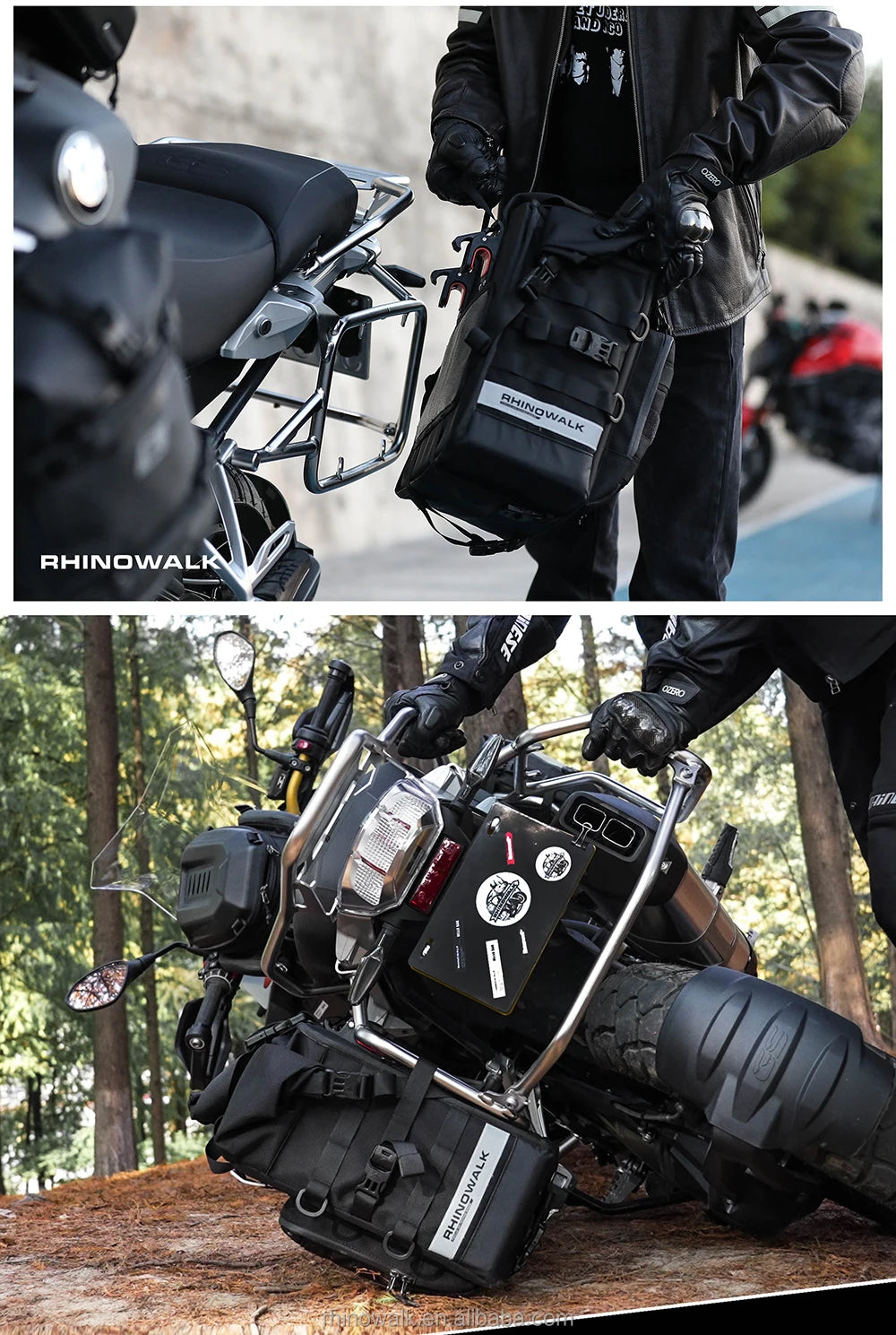 Rhinowalk Motorcycle Side Bag, 25l Motorbike Seat Saddle Tail Bag ADV Motorcycle Rear Rack Travel Luggages - 1 Piece