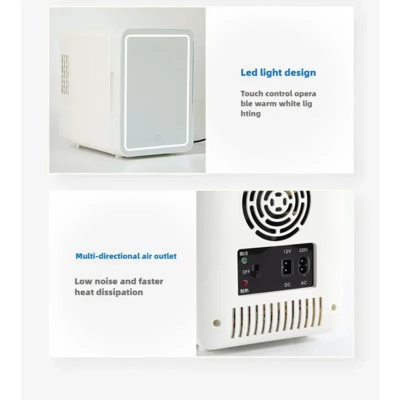 4L Mini-Kühlschrank – für Auto/Zuhause, Kosmetik/Hautpflege, mit LED-Spiegel, leise Kühlung, tragbar
