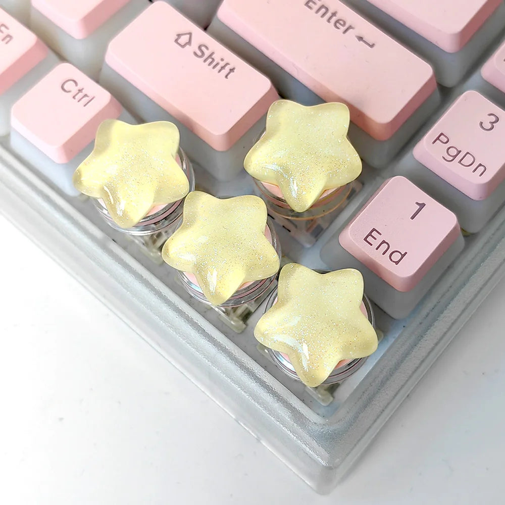 4'lü Sevimli Kedi Pençesi Klavye Tuş Kapağı Seti – Mekanik Klavye R4 Ok Tuşları İçin Pembe DIY Keycap