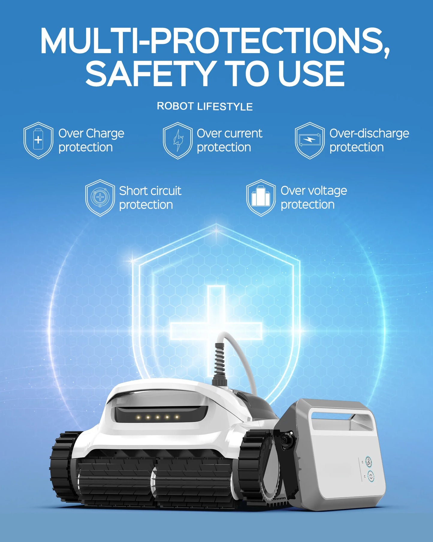 Pool Vacuum Cleaner with 18m Floating Cable Robot Swimming Pools Cleaning Machine WY350 Brushless Motor
