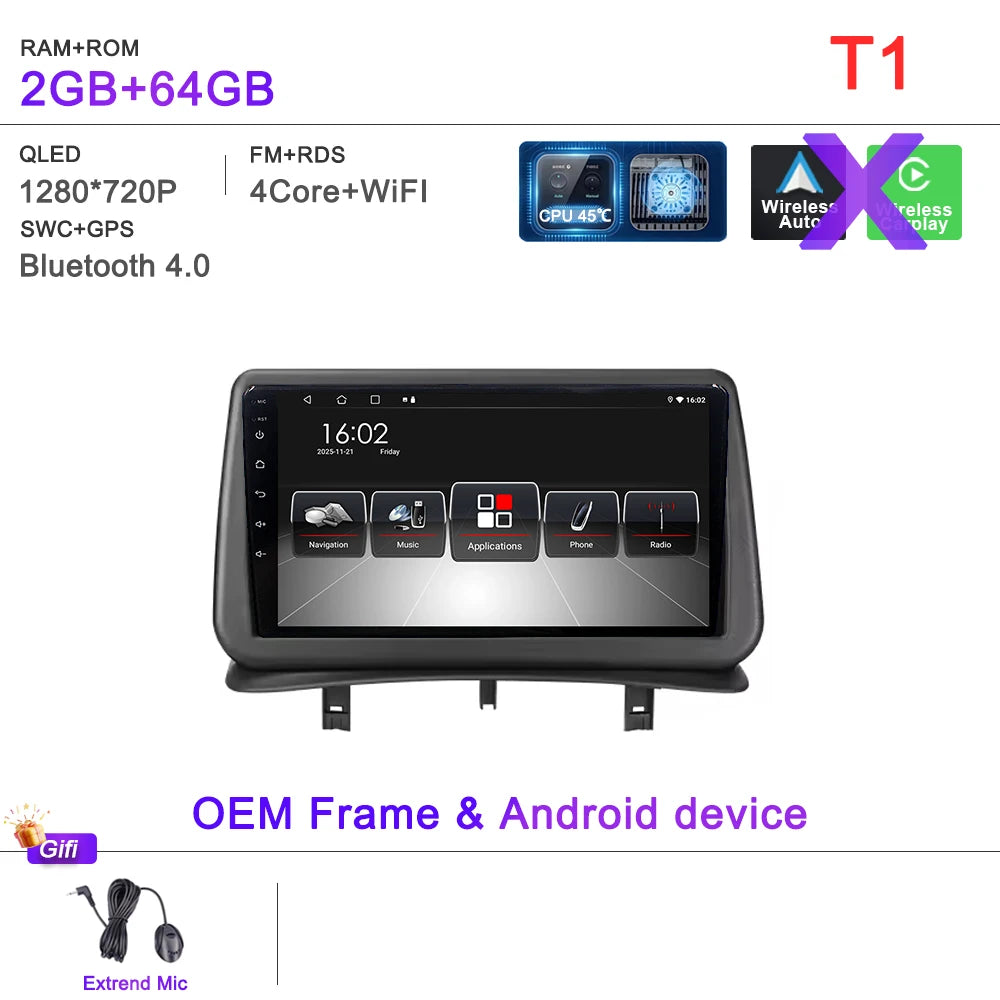 Car GPS Android 16 Auto Radio For Renault Clio 3 CLIO 3 2005-2014 Stereo Head Unit No 2din DVD QLED Screen Dash Cam Multimedia