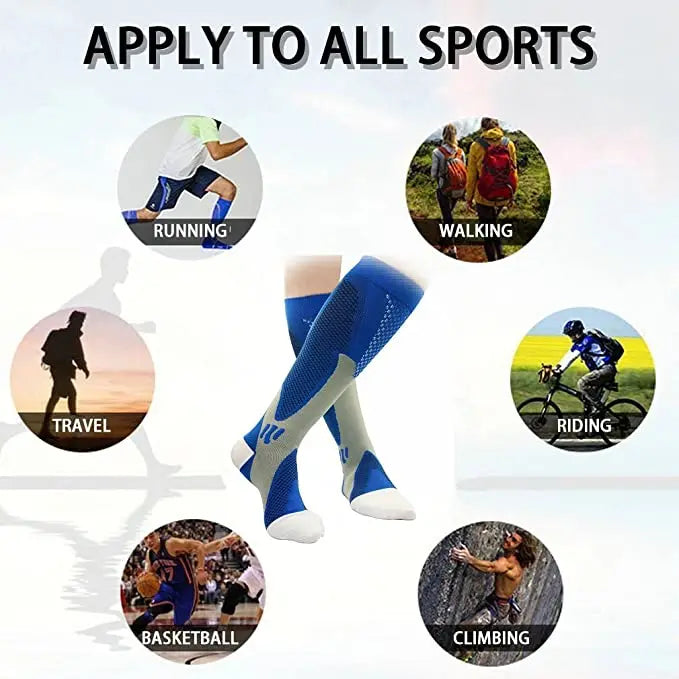 12 Colors Compression Socks For Football Anti Fatigue Pain Relief Men Women 20-30 Mmhg Running Socks Fit For Sport Socks