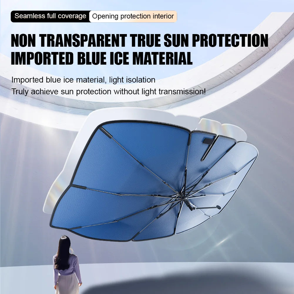 360° Rotatable Car Sunshade Windshield Umbrella Bendable Handle UV Protection Front Window Sunshade Summer Car Accessory