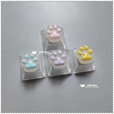 4'lü Sevimli Kedi Pençesi Klavye Tuş Kapağı Seti – Mekanik Klavye R4 Ok Tuşları İçin Pembe DIY Keycap