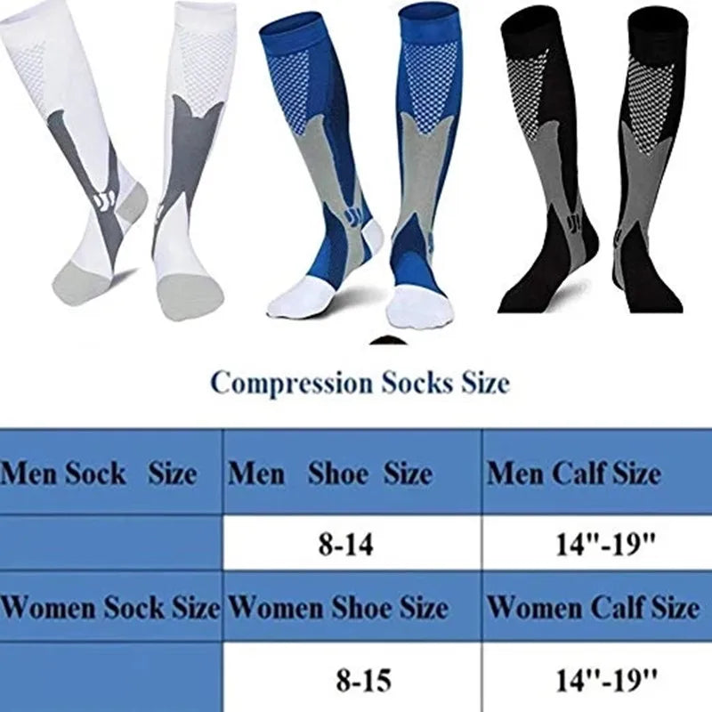 12 Colors Compression Socks For Football Anti Fatigue Pain Relief Men Women 20-30 Mmhg Running Socks Fit For Sport Socks