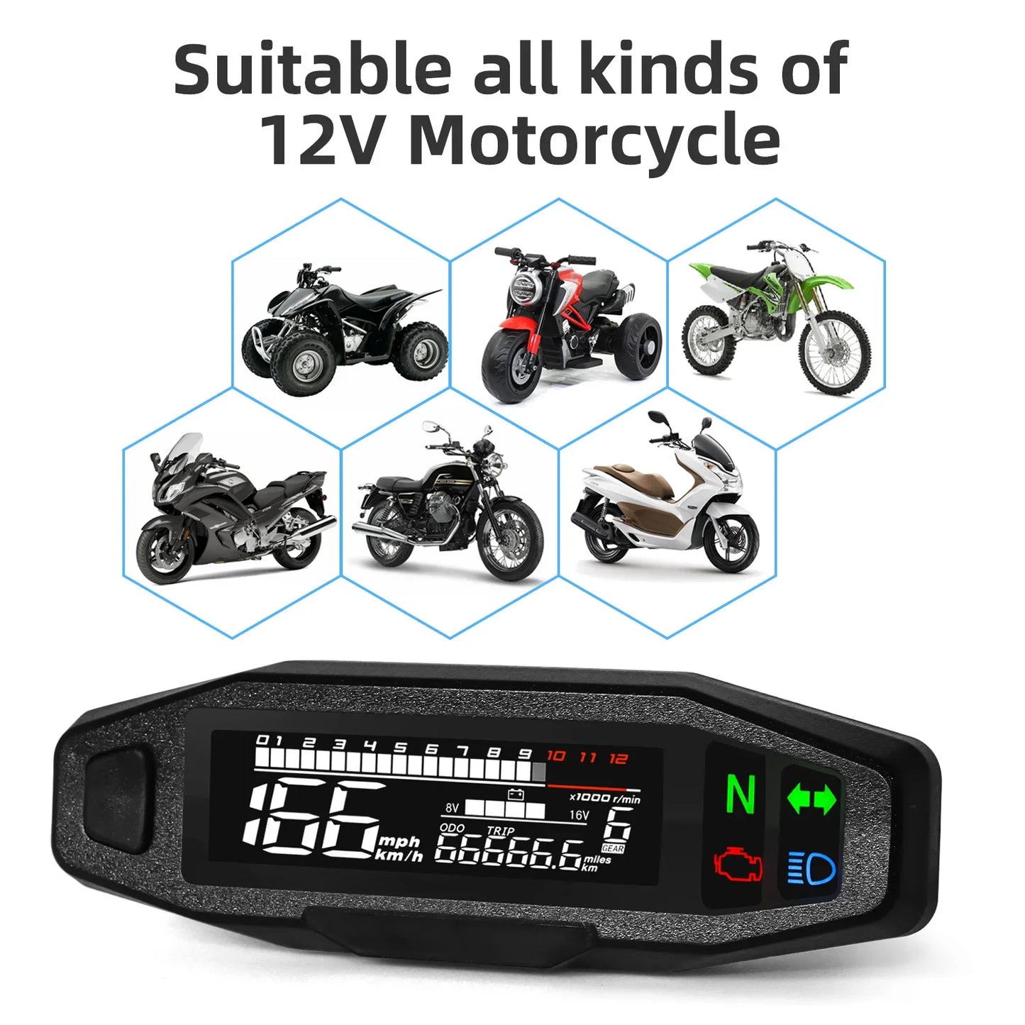 *l Motorcycle Speedometer for KTM EXC 250 RUSI KR200 Digital Meter Electric Injection Carburetor RPM Odometer No Sensor