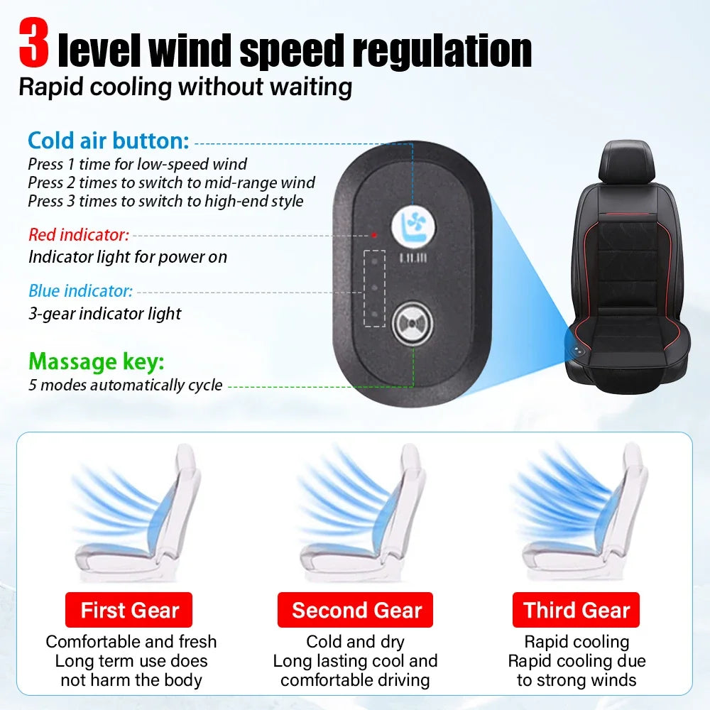 Universal Car Seat Covers Breathable Car Cooling Seat Massage with 3Fan for Cars Trucks SUVs and Van Cars Accessories