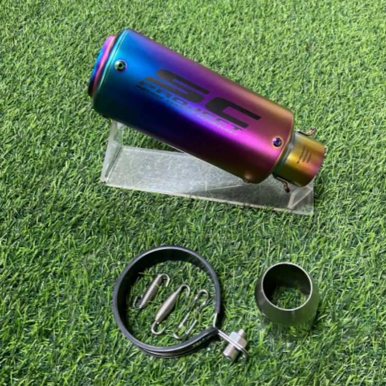 STLF Motorcycle Modified Exhaust Pipe SC Cylindrical Exhaust Pipe for ZX4R  CF450SR 250SR Ninja 400  Z900 DUKE390 R6 R1 R3
