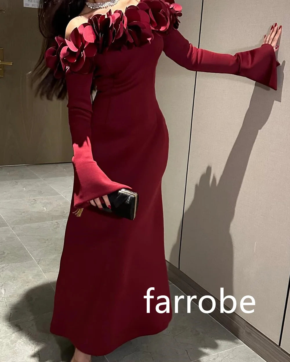 Customized Matching Jersey Pleat A-line Off-the-shoulder Midi Dresses Bespoke Occasion Dresses Classic Exquisite Modern Style Pa