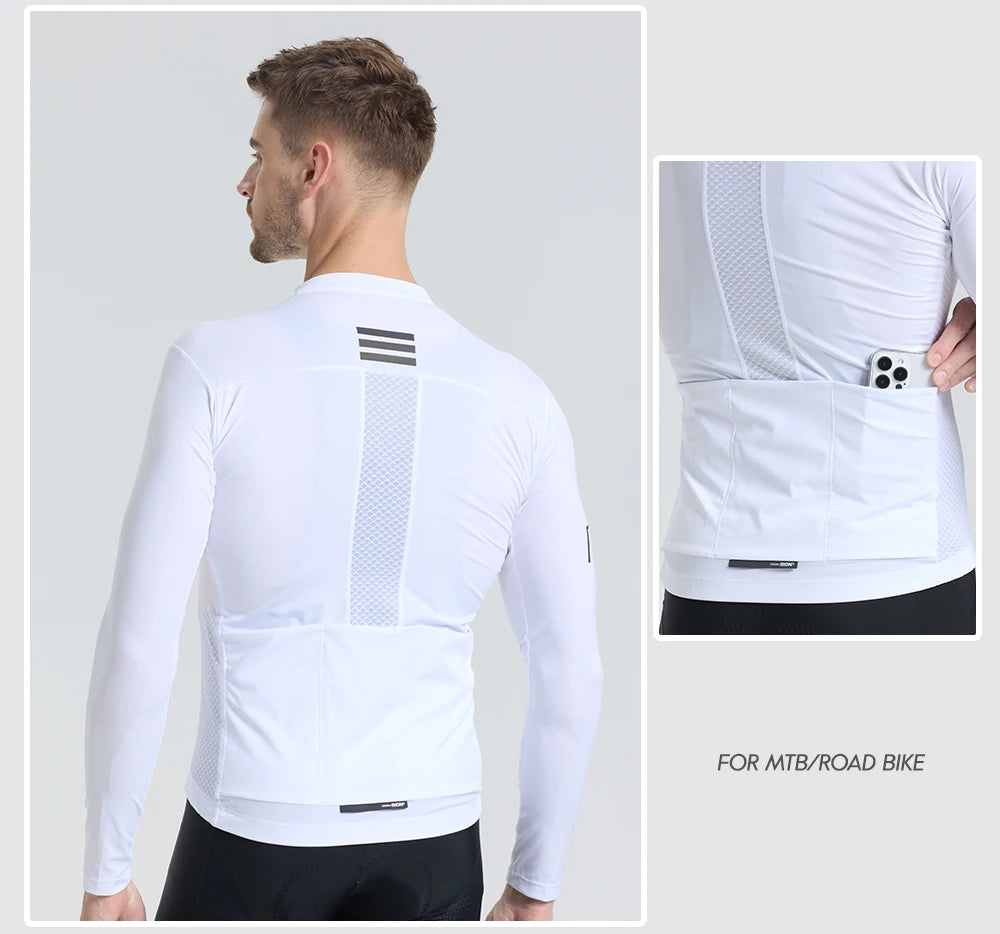 RION Cycling Jersey Men's Bicycle Shirts Half Zipper Long Sleeves Road Bike Clothing Sun Protection UPF 50+ Slim Fit 15℃- 24℃