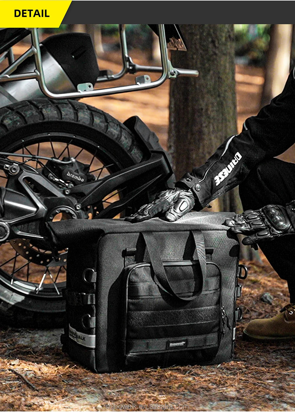 Rhinowalk Motorcycle Side Bag, 25l Motorbike Seat Saddle Tail Bag ADV Motorcycle Rear Rack Travel Luggages - 1 Piece