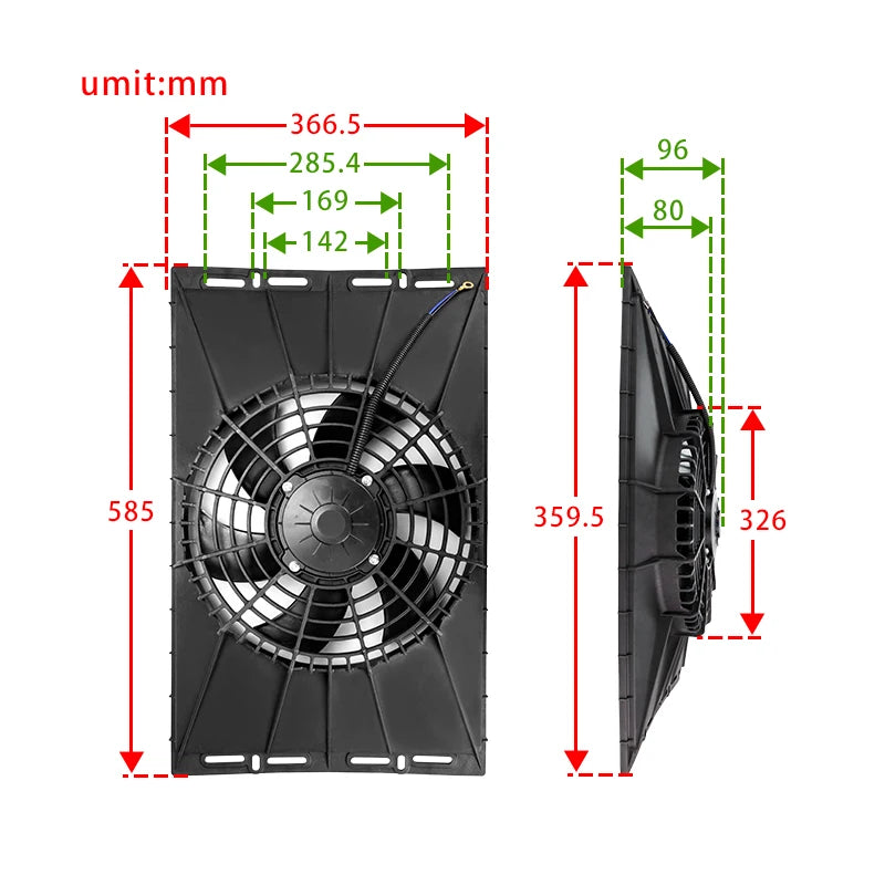 14" x 23" Electric Radiator Cooling Fan 12V 24V Car Aircon Condenser Fan A/C Hot Rod Radiator Classic Muscle Car Truck Condenser