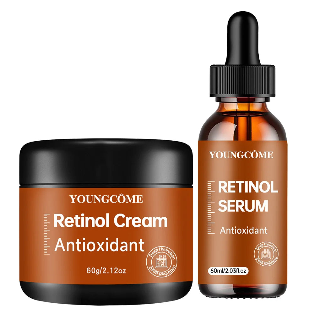 Retinol Krem & Serum Seti – Yaşlanma Karşıtı Yüz Bakım Kiti, Kırışıklık Onarımı, Nemlendirici ve Aydınlatıcı