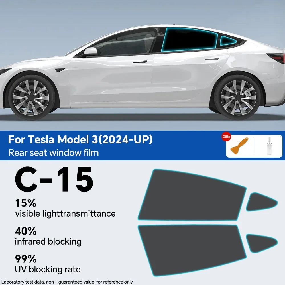 For Tesla Model 3 UP Pre-cut Window Privacy Tint Film One Way Solar UV Protector Heat Rejection Car Glass Sticker Summer