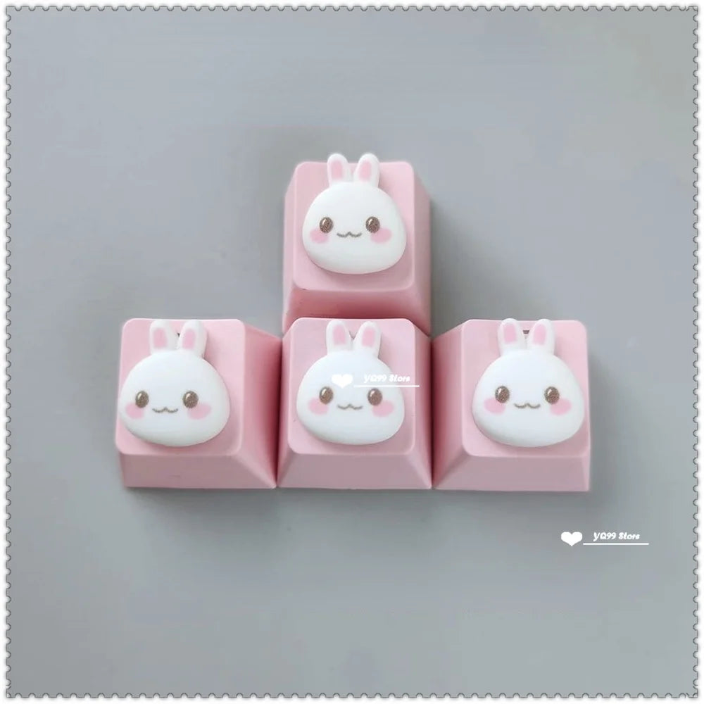 4'lü Sevimli Kedi Pençesi Klavye Tuş Kapağı Seti – Mekanik Klavye R4 Ok Tuşları İçin Pembe DIY Keycap
