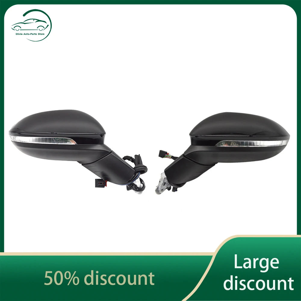 For VW Golf MK8 Electric folding rearview mirror with lane change light Black set