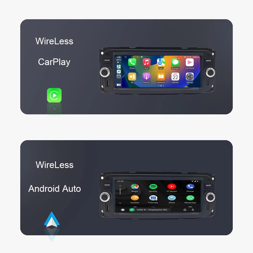 Carplay Android 14 12G ram Car Player multimedia navigation GPS WIFI For JEEP Grand Cherokee Liberty Wrangler Chrysler 2002-2006