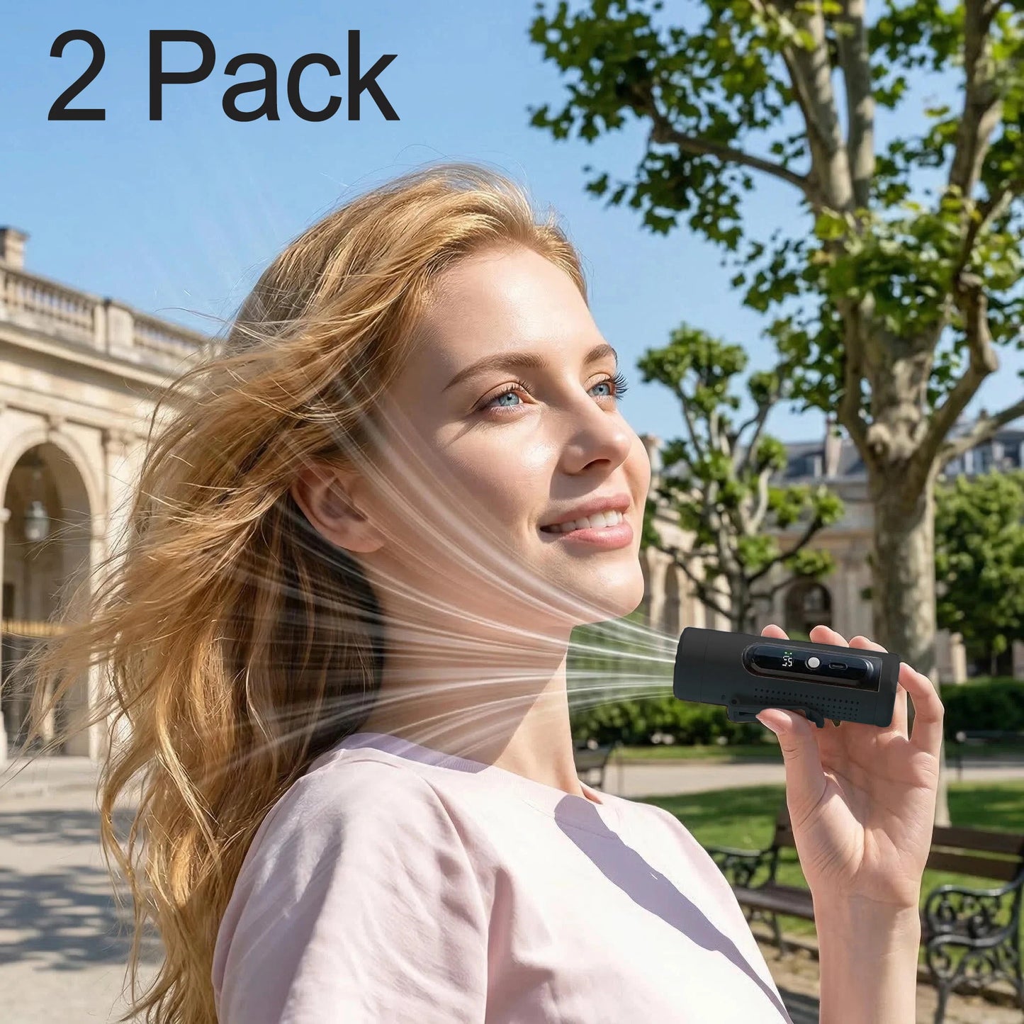 Tragbarer Nackenventilator 3000mAh – 199 Geschwindigkeitsstufen, USB wiederaufladbar, Taschenventilator für den Sommer