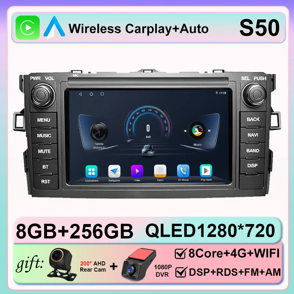 Android 15 Carplay For Toyota Auris Corolla 2006-2012 Car Radio multimedia Player GPS WIFI android Auto Head Unit 2din 5G
