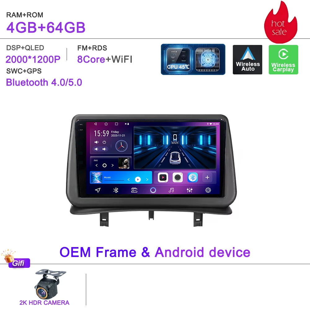 Car GPS Android 16 Auto Radio For Renault Clio 3 CLIO 3 2005-2014 Stereo Head Unit No 2din DVD QLED Screen Dash Cam Multimedia