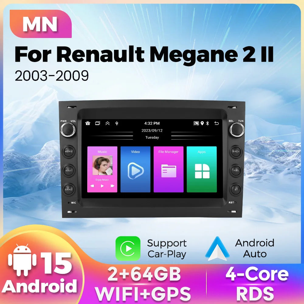 MEKEDE 7'' 9'' CarPlay Android Auto Araç Teybi - Renault Megane 2 2002-2009 Uyumlu Akıllı Multimedya Sistemi