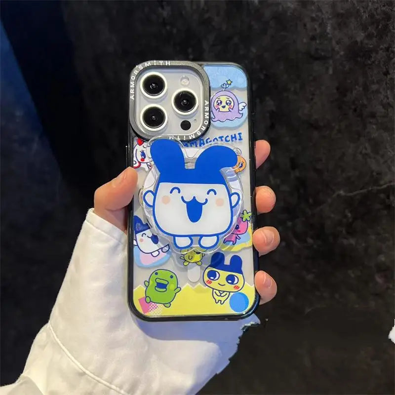 Tamagotchi Stili Şeffaf Manyetik Telefon Tutucu - Katlanabilir PVC Masa Standı
