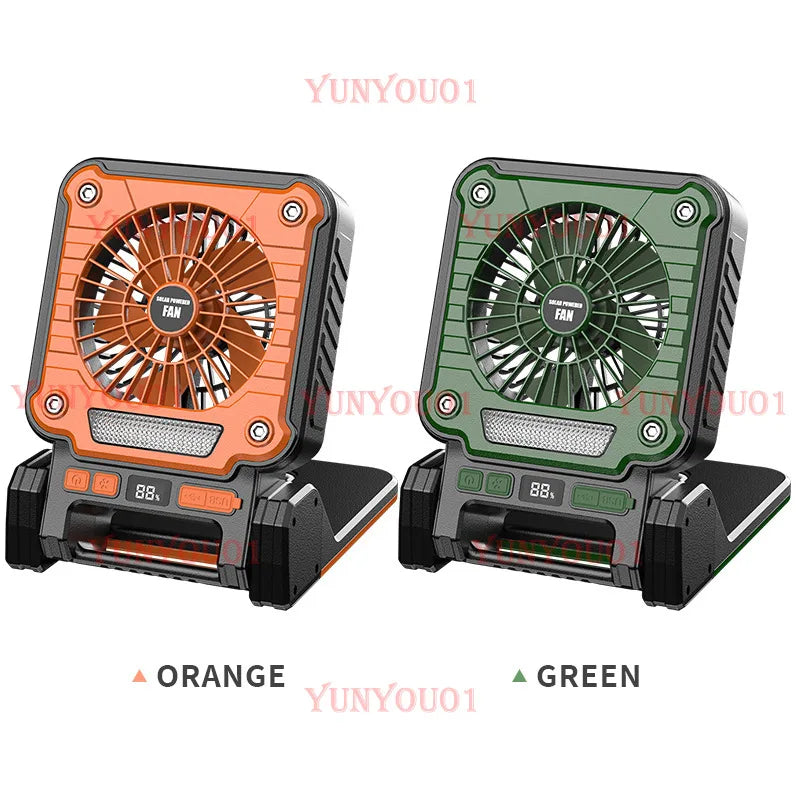 Cross-border New Products Outdoor Portable Solar Fan Multifunctional Folding Tent Light Outdoor Camping Fan Camping Light