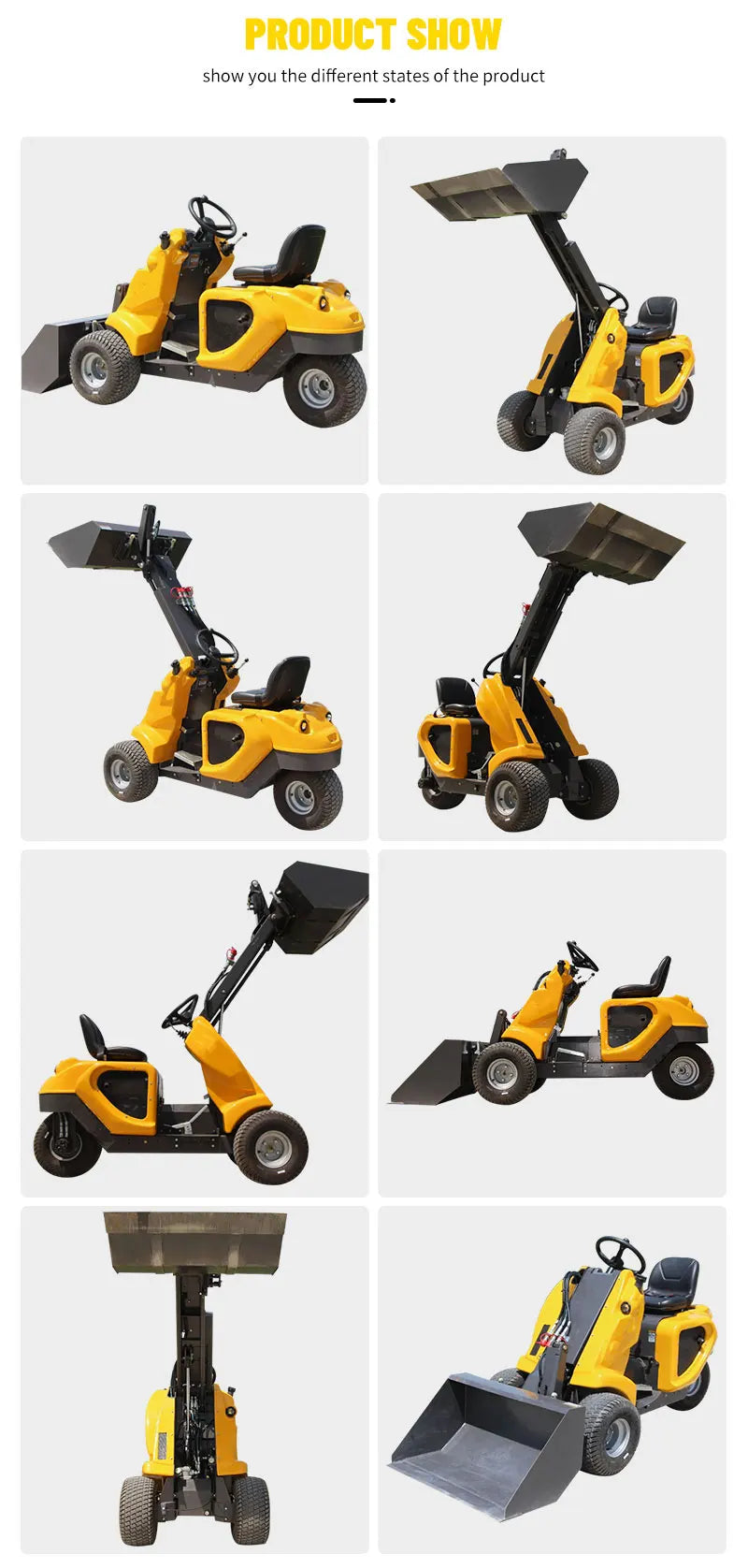 Factory price customization three wheeled small sliding loader wheel sliding loader construction site