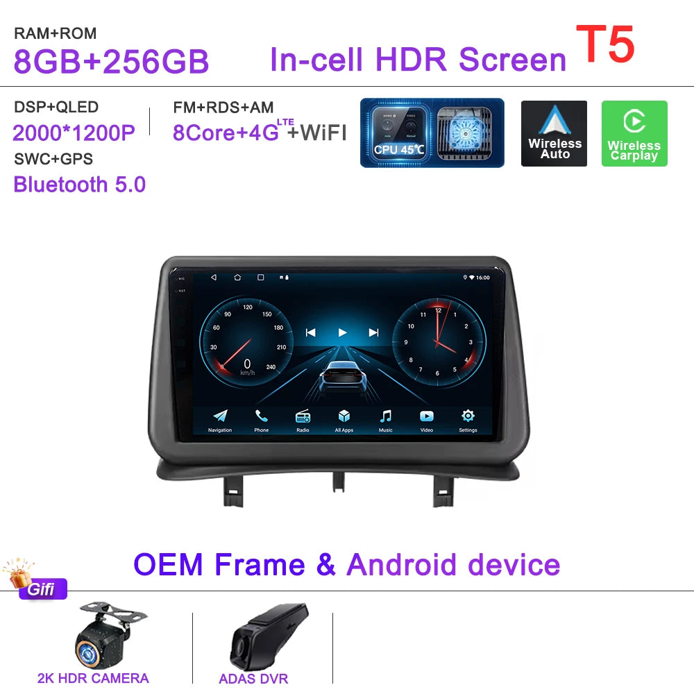Car GPS Android 16 Auto Radio For Renault Clio 3 CLIO 3 2005-2014 Stereo Head Unit No 2din DVD QLED Screen Dash Cam Multimedia