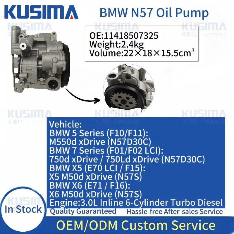 Factory N57 Diesel Engine Repair Parts Motor Oil Pump Kit for BMW MINI N57D30 3.0 OE 11417805316 11418507325 Replacement Part