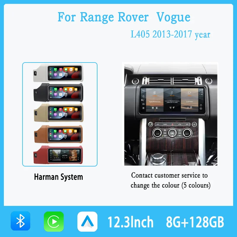 12.3" For Range Rover Vogue L405 2013-2017 Android 14 multimedia player car GPS radio Carplay automatically retains OEM menu