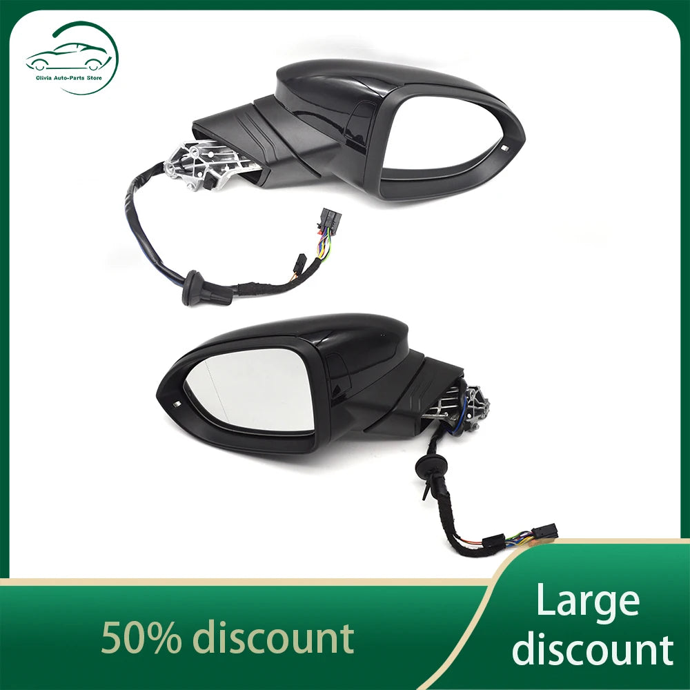 For VW Golf MK8 Electric folding rearview mirror with lane change light Black set