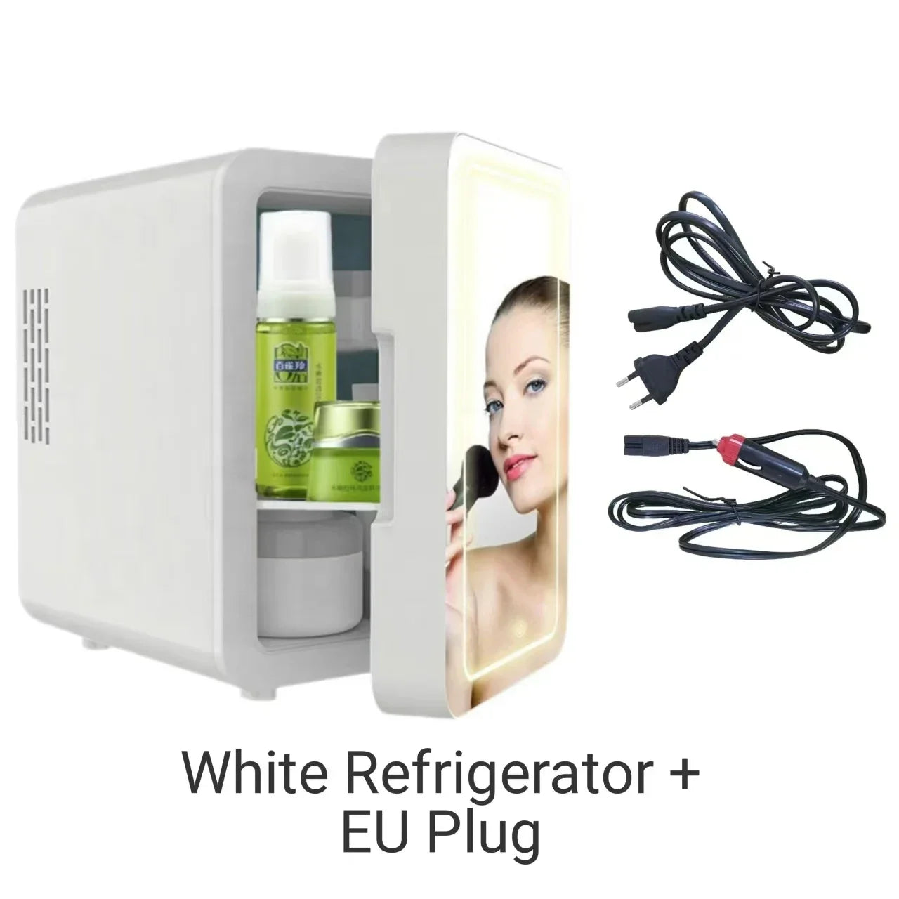 4L Mini Buzdolabı - Araba/Ev Kullanımı, Kozmetik/Cilt Bakımı, LED Aynalı, Sessiz Soğutma, Taşınabilir