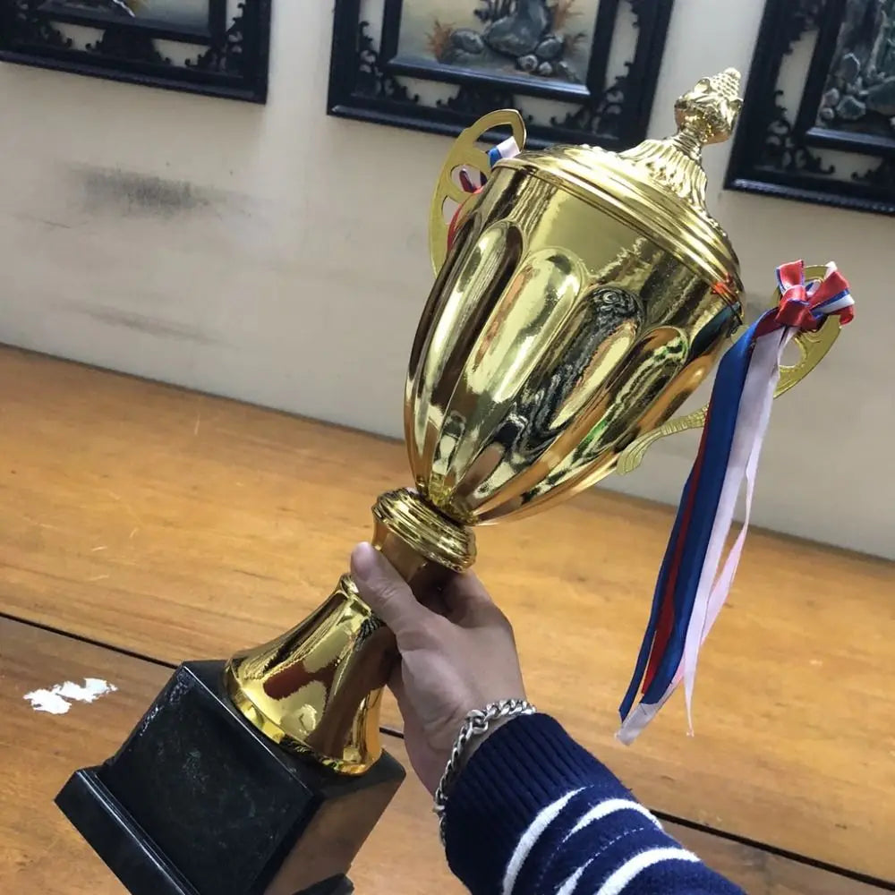 Sports Games Gold Trophy Awards Champion with Lid Winner Award Trophy Toy School Rewarding Supply Competition Soccer