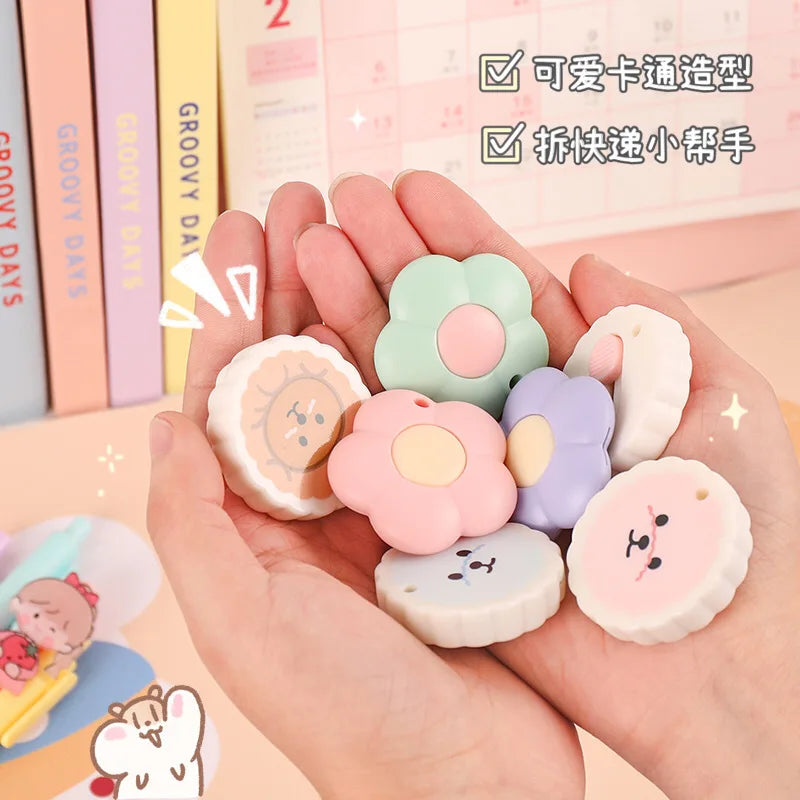 JESJELIU Mini Maket Bıcağı – Çiçek Tasarımlı, Geri Çekilebilir, Kağıt Kesici & Zarf Açacı