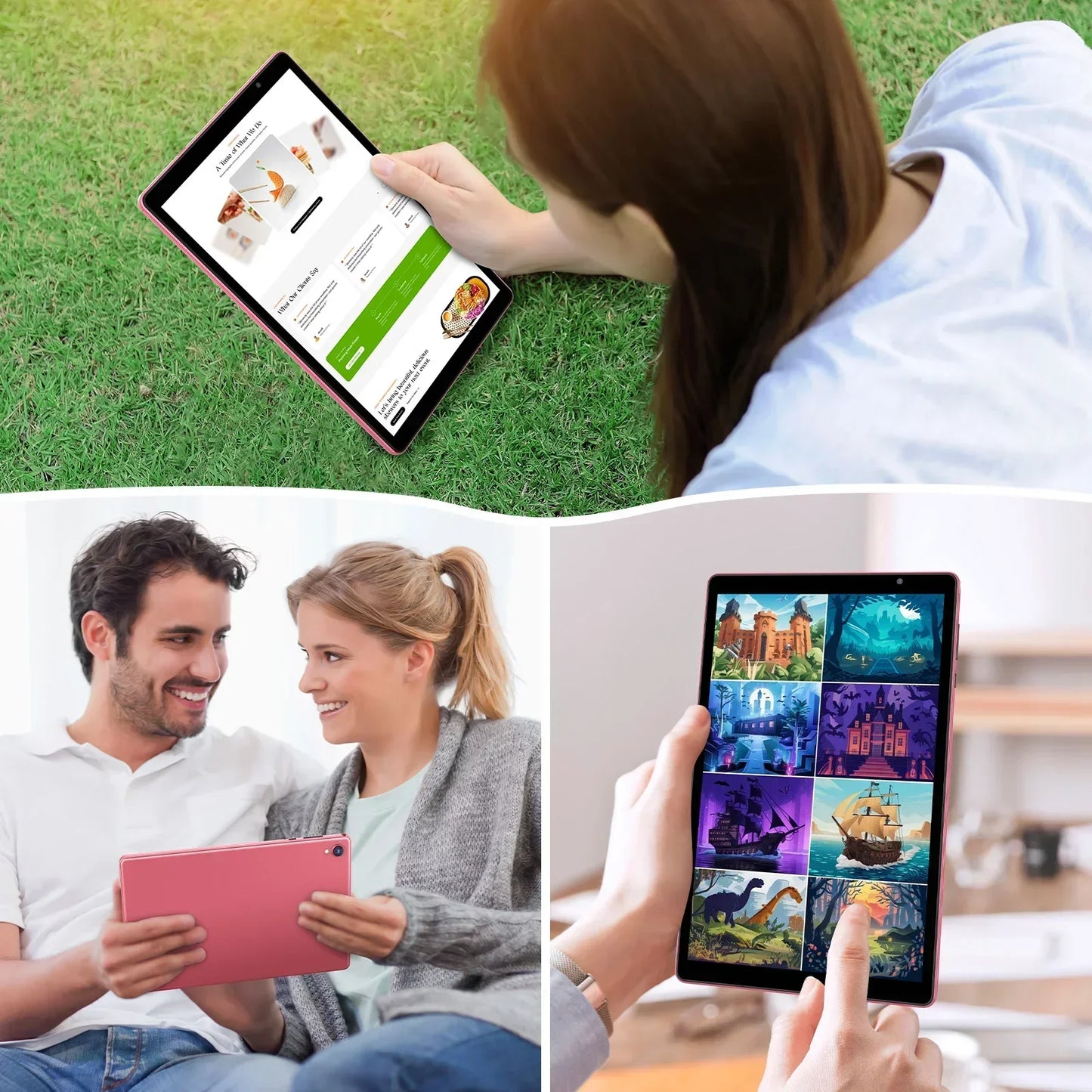 Android 14 Tablet 10 Zoll - Quad-Core-Prozessor, 5G WiFi, 4GB RAM + 32GB ROM, 1280x800 Bildschirm, 6000mAh Akku