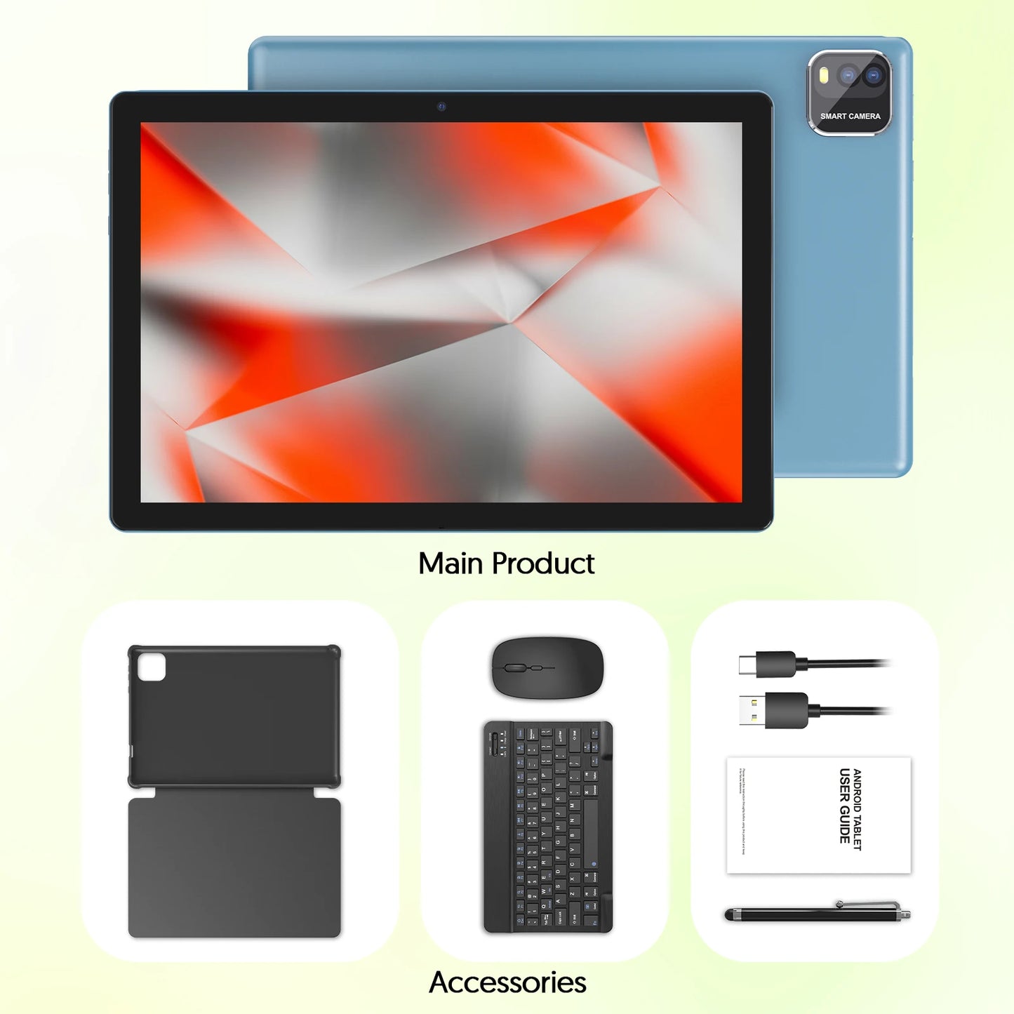 BAKEN 10 Zoll Android 15 Tablet - Quad-Core, 12GB RAM + 64GB Speicher, 5G WiFi, 1280x800 Dual-Kamera