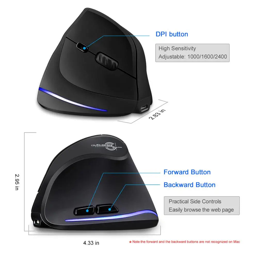 Lefon 2.4G Ergonomik Şarj Edilebilir Kablosuz Dikey Mouse - PC, Laptop ve MacOS Uyumlu (F35C/F35B/F35)
