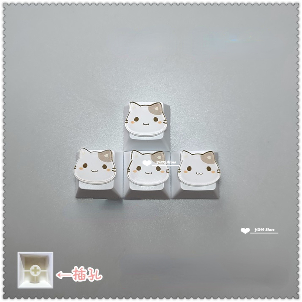 4'lü Sevimli Kedi Pençesi Klavye Tuş Kapağı Seti – Mekanik Klavye R4 Ok Tuşları İçin Pembe DIY Keycap