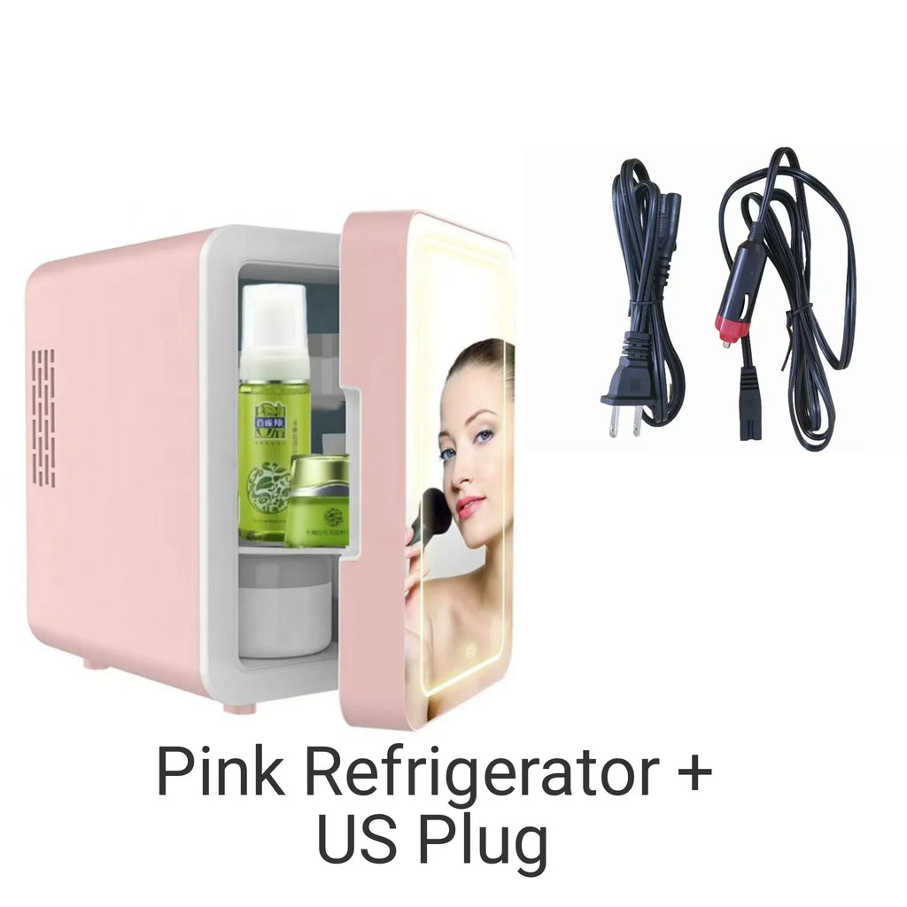 4L Mini Buzdolabı - Araba/Ev Kullanımı, Kozmetik/Cilt Bakımı, LED Aynalı, Sessiz Soğutma, Taşınabilir