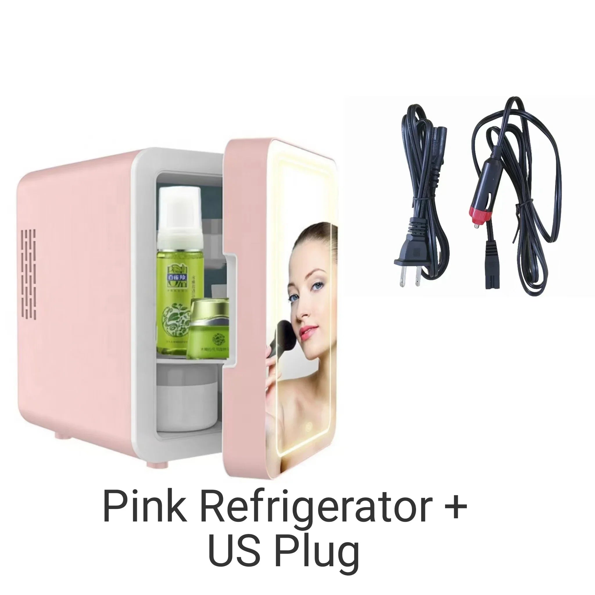 4L Mini Buzdolabı - Araba/Ev Kullanımı, Kozmetik/Cilt Bakımı, LED Aynalı, Sessiz Soğutma, Taşınabilir