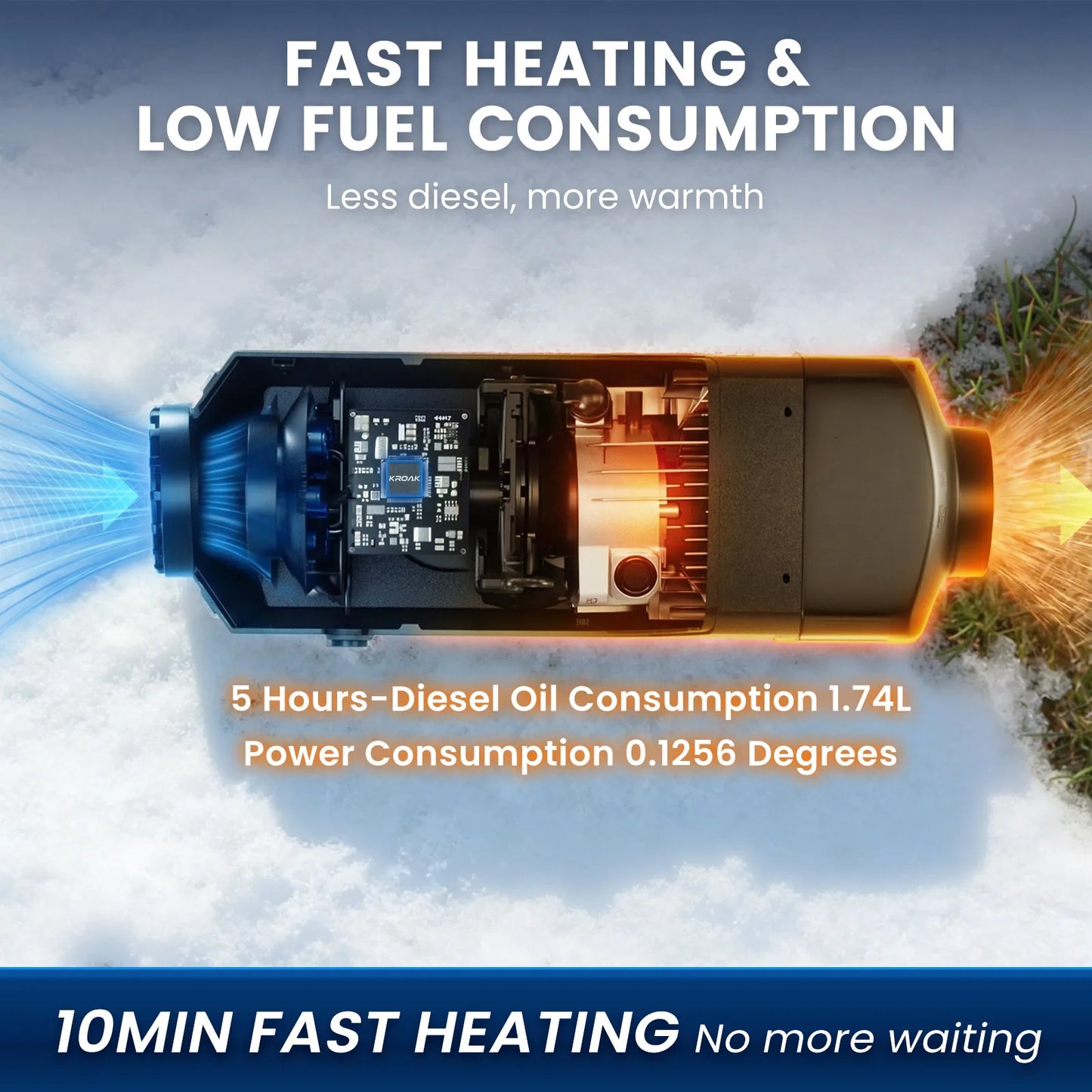 KROAK 5-8KW 12V Diesel Air Heater All in One Car Parking Diesel with LCD Switch For Car Truck Boat RV 24V Parking Diesel Heater