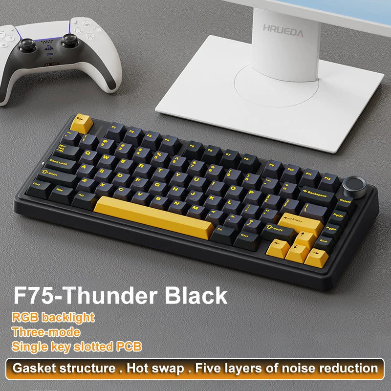 AULA F75 Mekanik Oyun Klavyesi – RGB, 75%, Tri-Mode (2.4G/Bluetooth/Kablo), Gasket Yapı, Gradient Tasarım