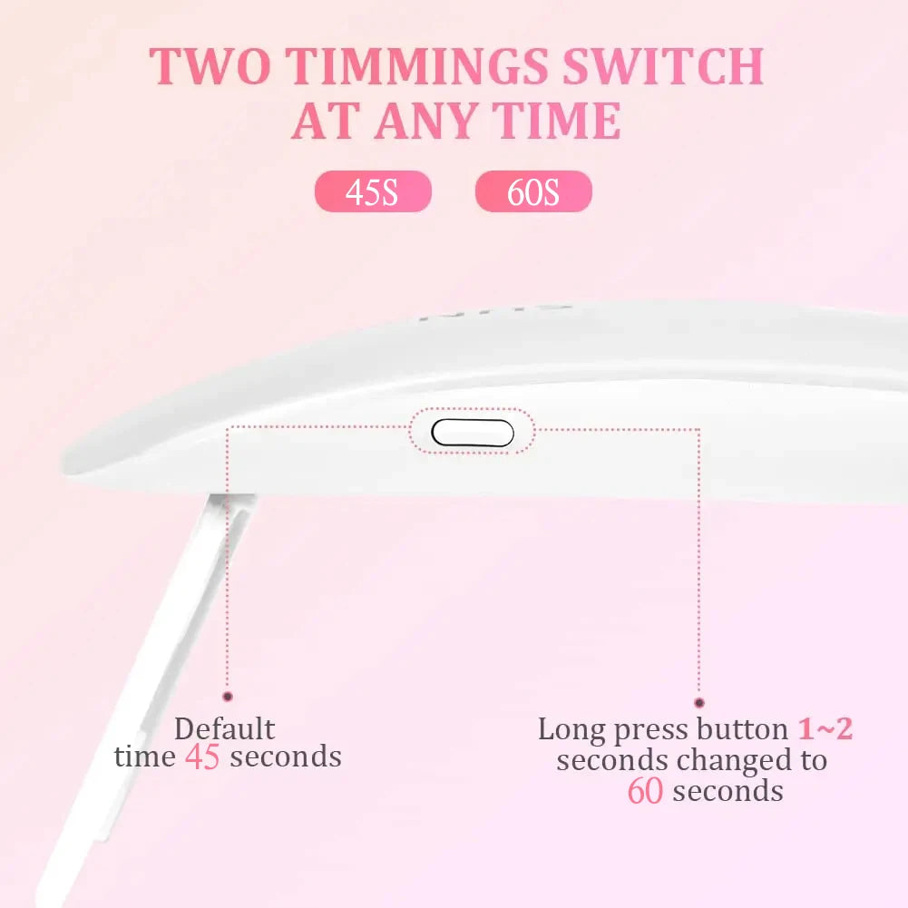 Mini UV LED Tırnak Kurutma Lambası 6W – Taşınabilir Jel Oje Kurutucu, 45s/60s Zamanlayıcı, USB Bağlantılı